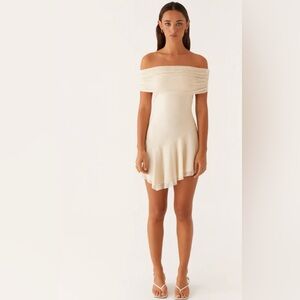 Peppermayo Size 2 Cream Off-Shoulder Mini Dress